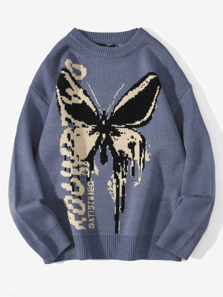 Oversized Butterfly Jacquard Sweater