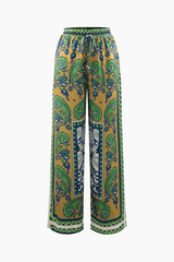 Paisley Print Drawstring Waist Pants