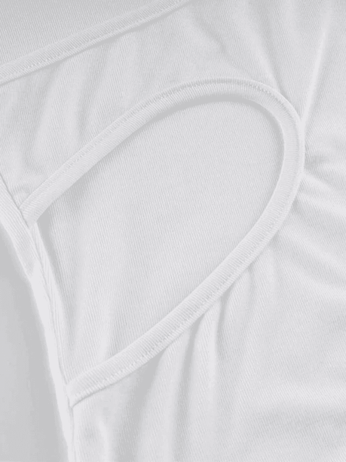 Patchwork Cutout White Long Sleeve Bodysuit