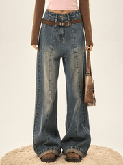 Patchwork Straight Loose Boyfriend Jean