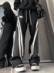 Patchwork Striped Baggy Boyfriend Jeans