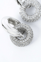 Pave Interlock Hoop Earrings