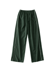 Piping Detail Wide Leg Track Pants