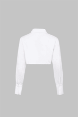 Pocket-Detail Raw Hem Crop Shirt