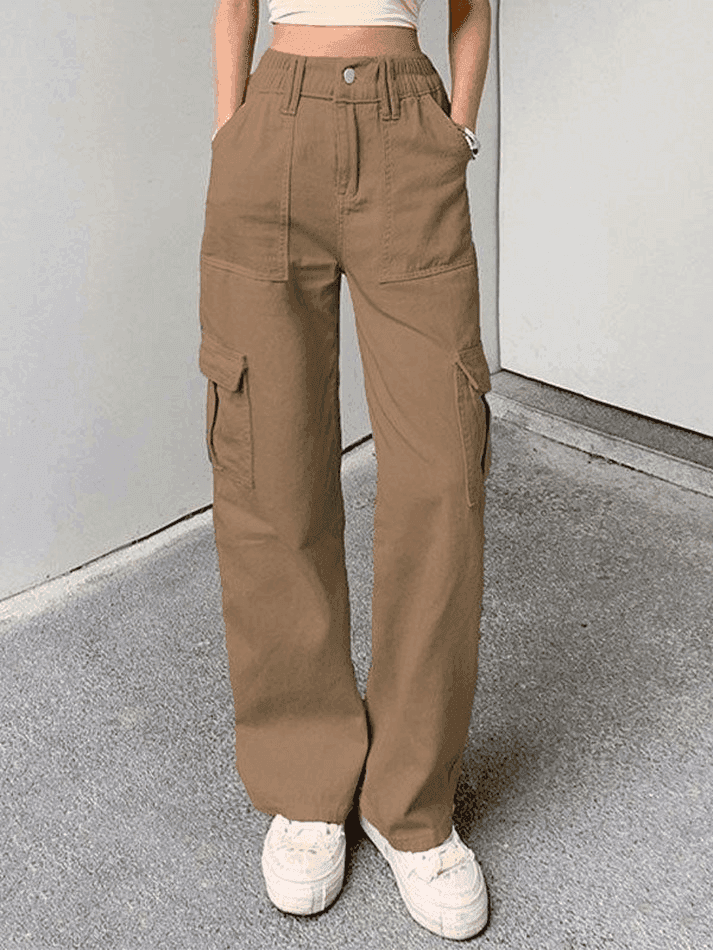 Pocket Detail Straight Cargo Jeans