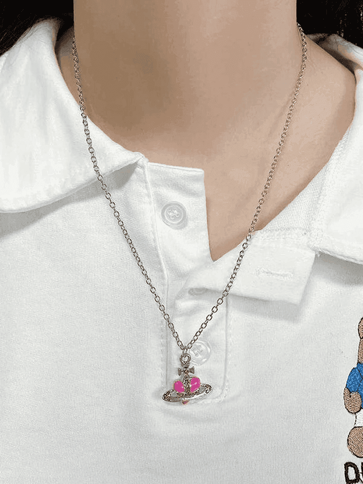 Rhinestone Cross Heart Pendant Necklace