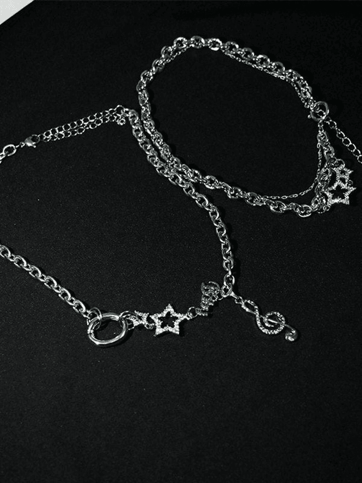 Rhinestone Decor Charm Necklace