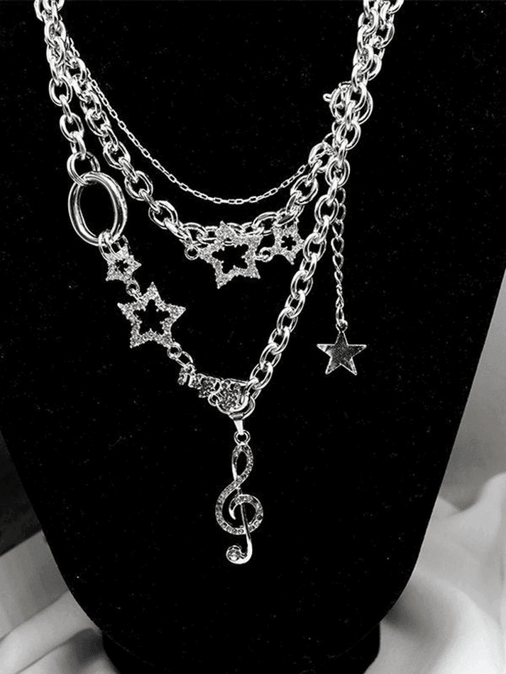 Rhinestone Decor Charm Necklace