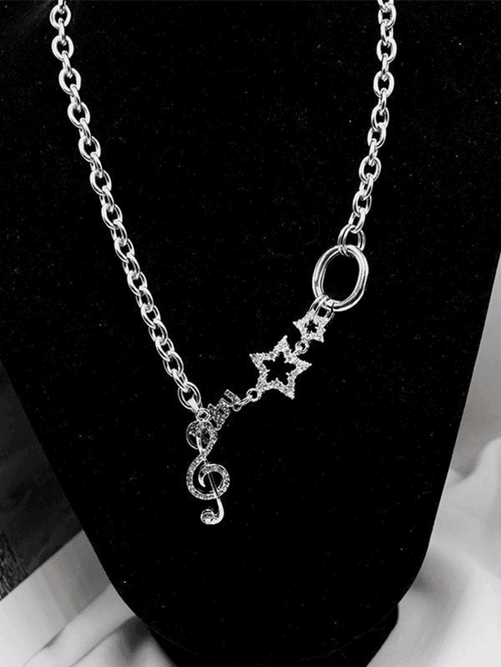 Rhinestone Decor Charm Necklace
