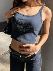 Rhinestone Skull Cropped Cami Top