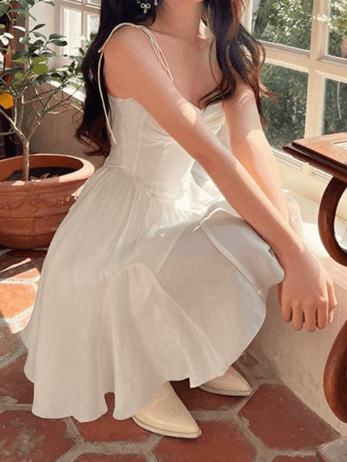 Ruched Tie Strap Mini Dress