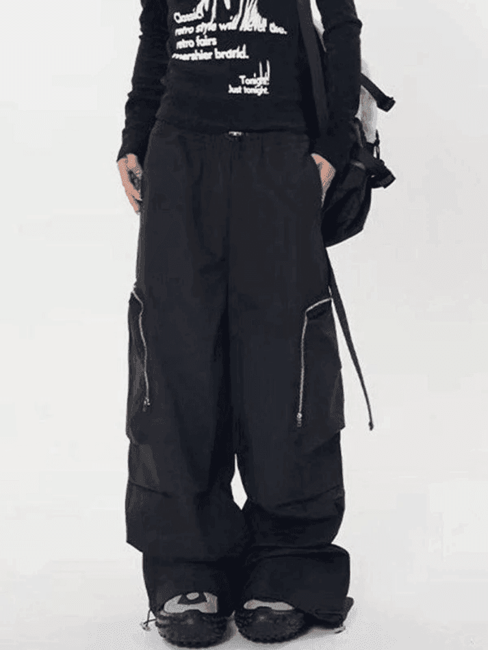Ruched Zip Pocket Cargo Pants