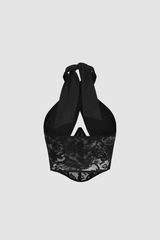 Sheer Lace Halter Corset Top