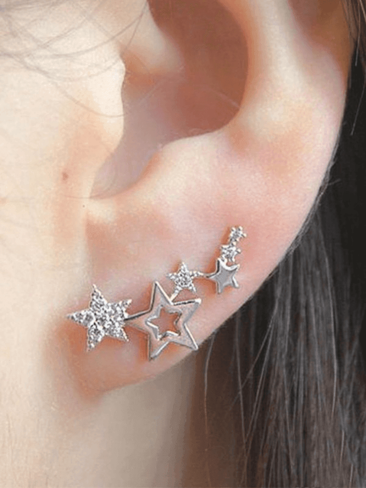 Simple Rhinestone Star Earrings