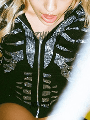 Skull Rhinestone Zipper Hoodie