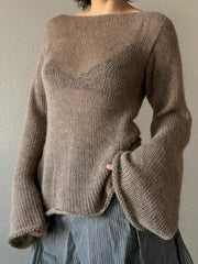 Solid Color Backless Lace Up Long Sleeve Knit
