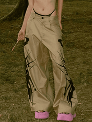 Splash Ink Print Loose Straight Leg Pants