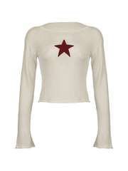 Star Crochet Knit Cropped Knit Top
