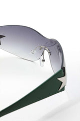 Star Decor Wraparound Rimless Sunglasses