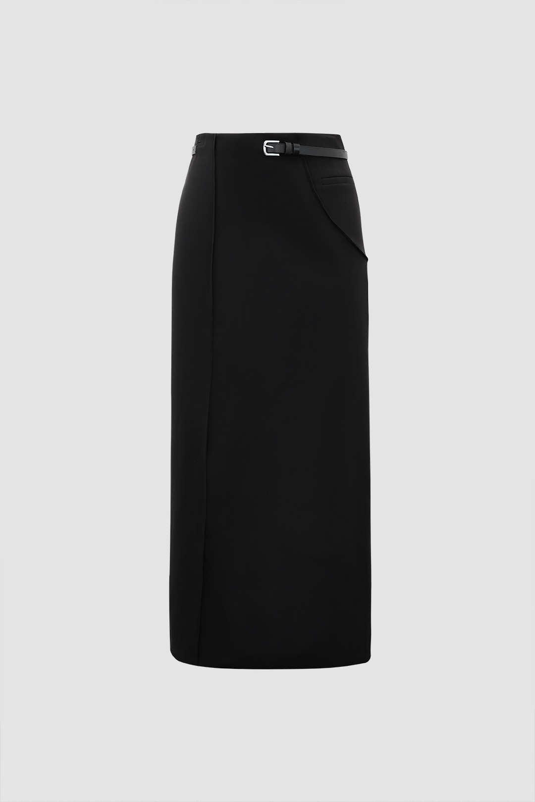 Straight Skirt With Belt
