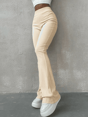 Stretchy Ribbed Flare Leg Pants