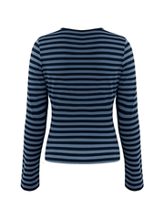 Striped V Neck Long Sleeve Tee
