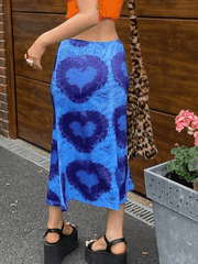 Tie-Dye Heart Wrap Midi Skirt