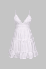 V-Neck Ruffle Hem Mini Dress