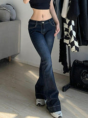Washed Low Waist Flare Jeans
