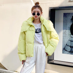 short loose warm hooded down puffy winter coat jacket