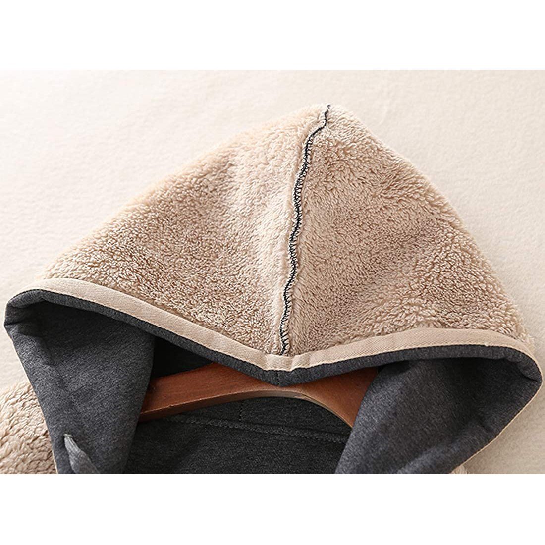 Casual Winter Warm Sherpa Lined Zip Up Hooded Sweatshirt Jacket