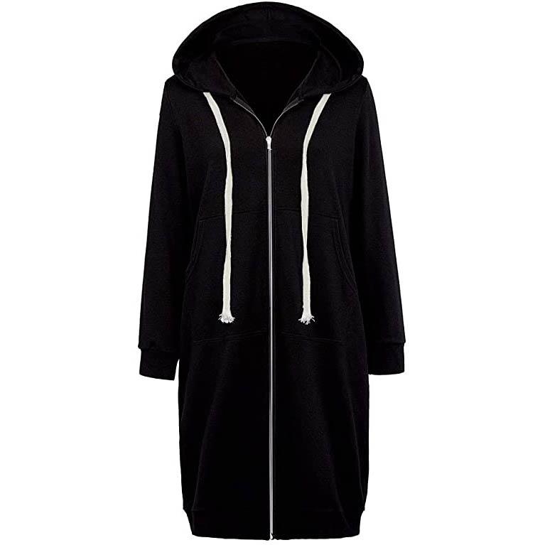 Casual Zip up Hoodies Long Tunic Sweatshirts Jackets Fashion Plus Size Hoodie with Pockets