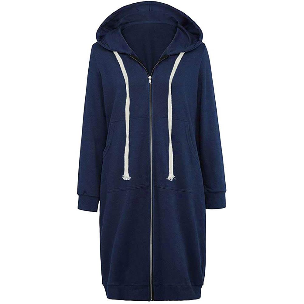 Casual Zip up Hoodies Long Tunic Sweatshirts Jackets Fashion Plus Size Hoodie with Pockets