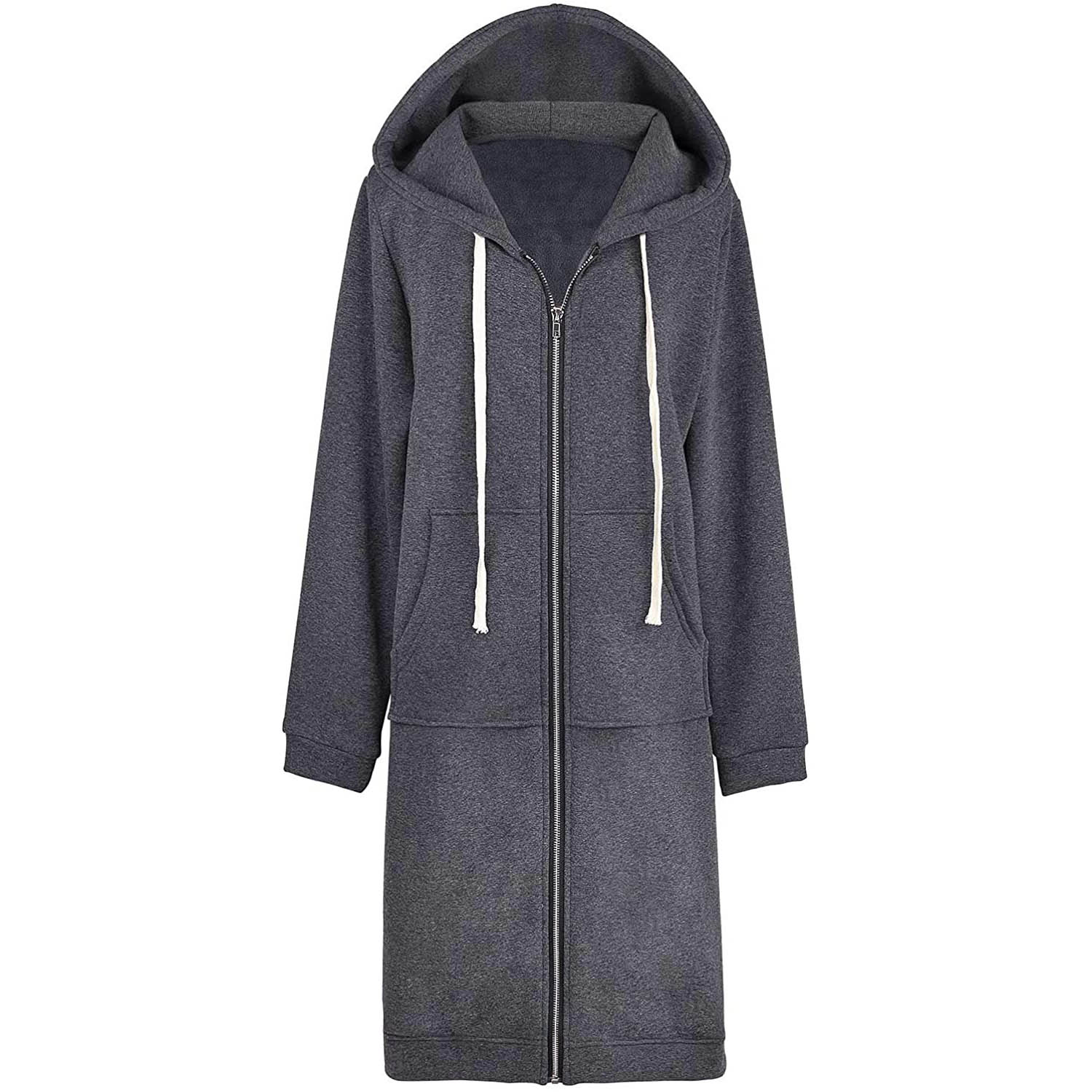 Casual Zip up Hoodies Long Tunic Sweatshirts Jackets Fashion Plus Size Hoodie with Pockets