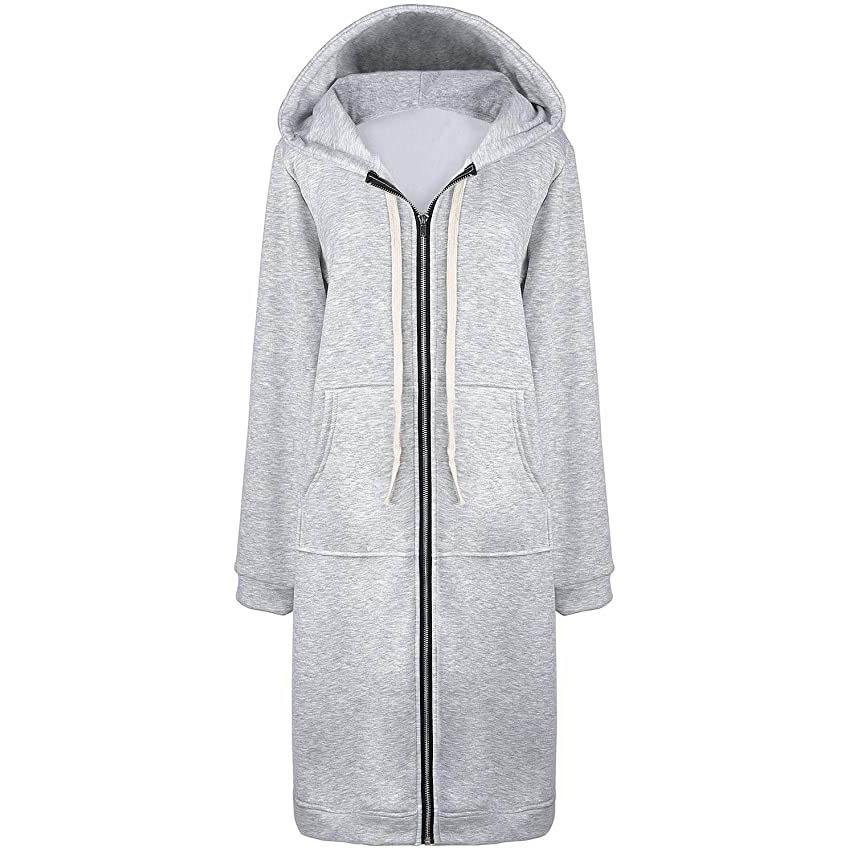Casual Zip up Hoodies Long Tunic Sweatshirts Jackets Fashion Plus Size Hoodie with Pockets