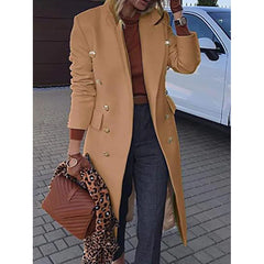 Coat Regular Fit Warm Casual Jacket Long Sleeve Solid Color