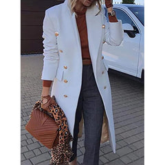 Coat Regular Fit Warm Casual Jacket Long Sleeve Solid Color
