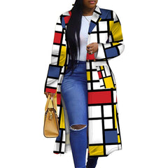 Colored Geo Turn Down Collar Trench Coat