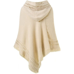 Hooded Cape with Fringed Hem Crochet Poncho Knitting Patterns