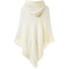 Hooded Cape with Fringed Hem Crochet Poncho Knitting Patterns