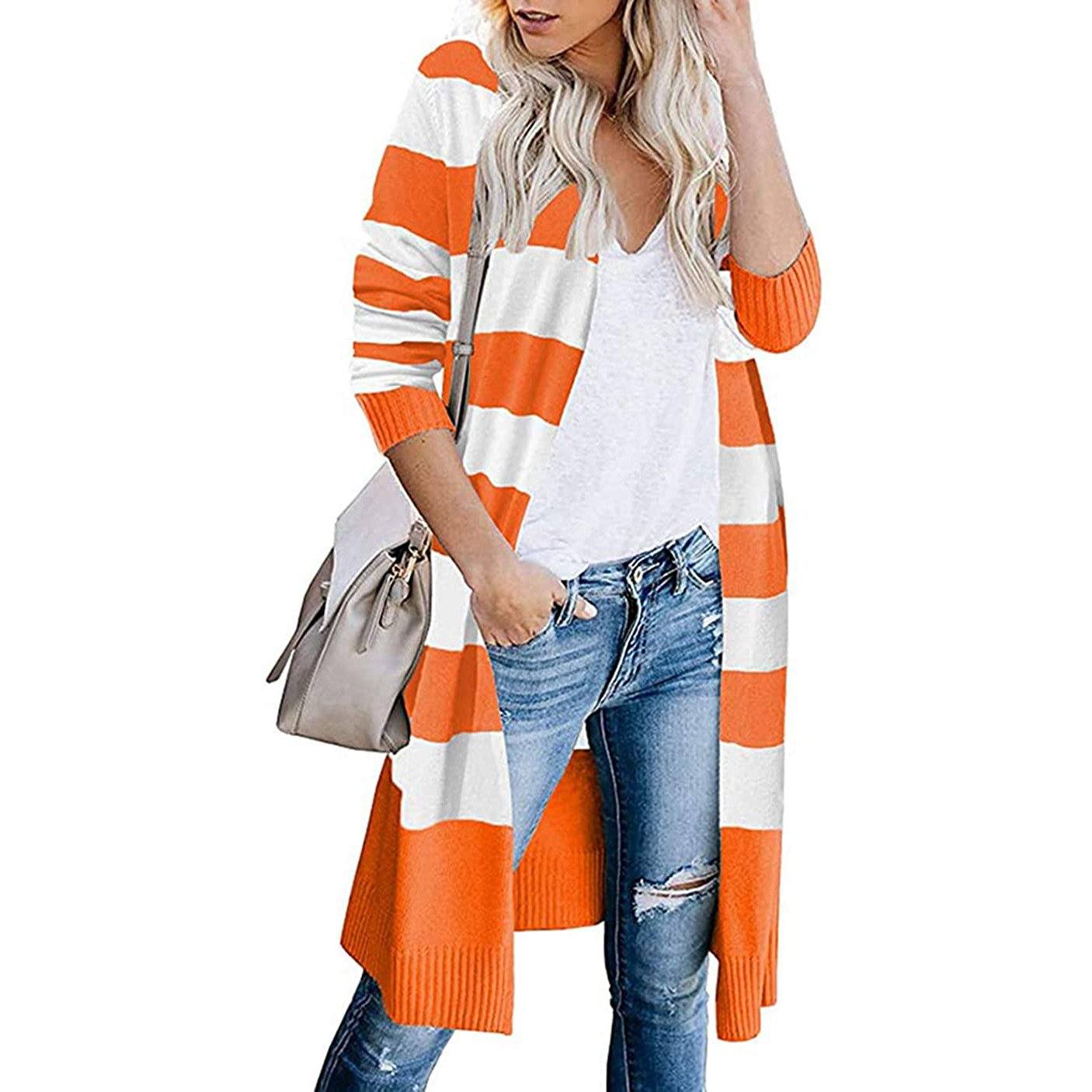 Open Front Long Cardigan Long Sleeves Lightweight Knit Fall Sweater