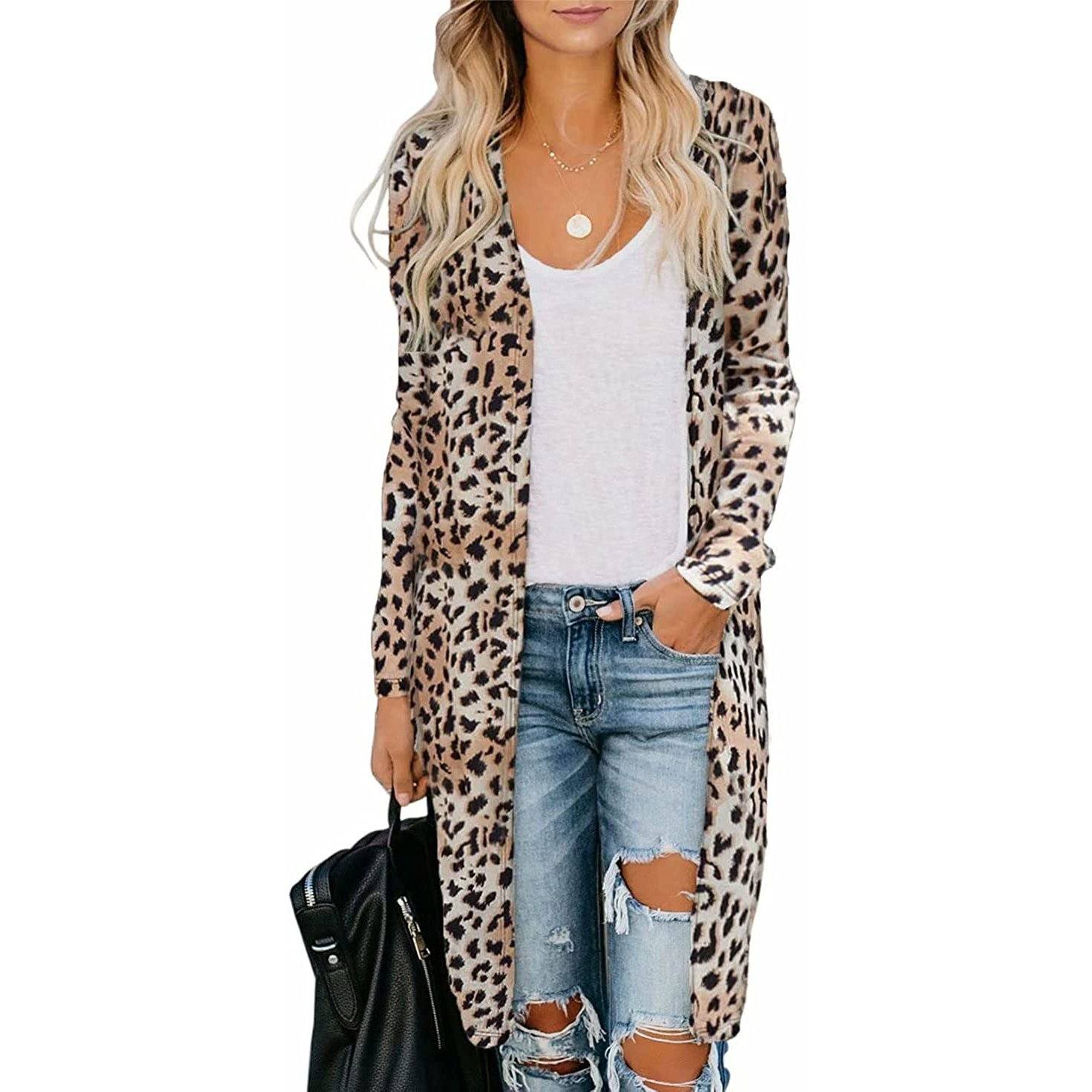 Open Front Printed Cardigans Sweaters Thin Coats Jackets Outerwear
