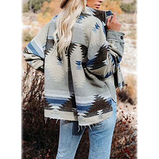 Plaid Long Sleeve Button Down Collar Coat