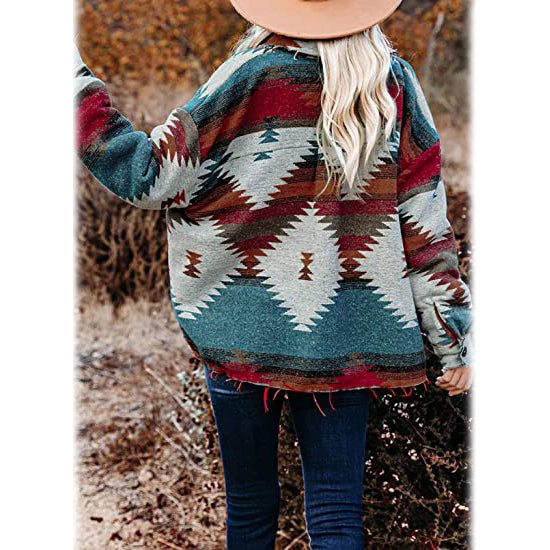 Plaid Long Sleeve Button Down Collar Coat