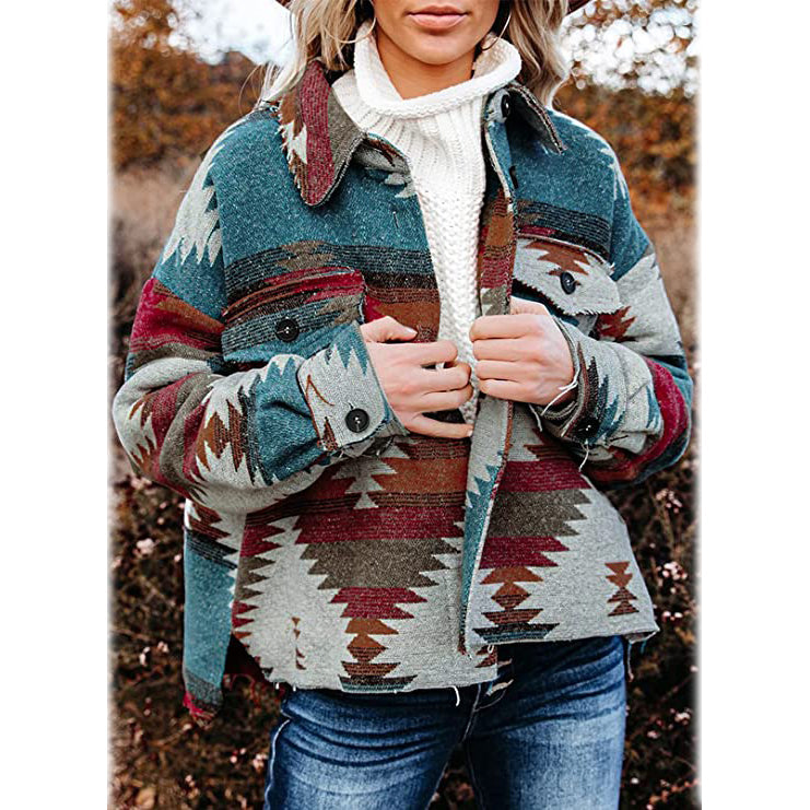 Plaid Long Sleeve Button Down Collar Coat