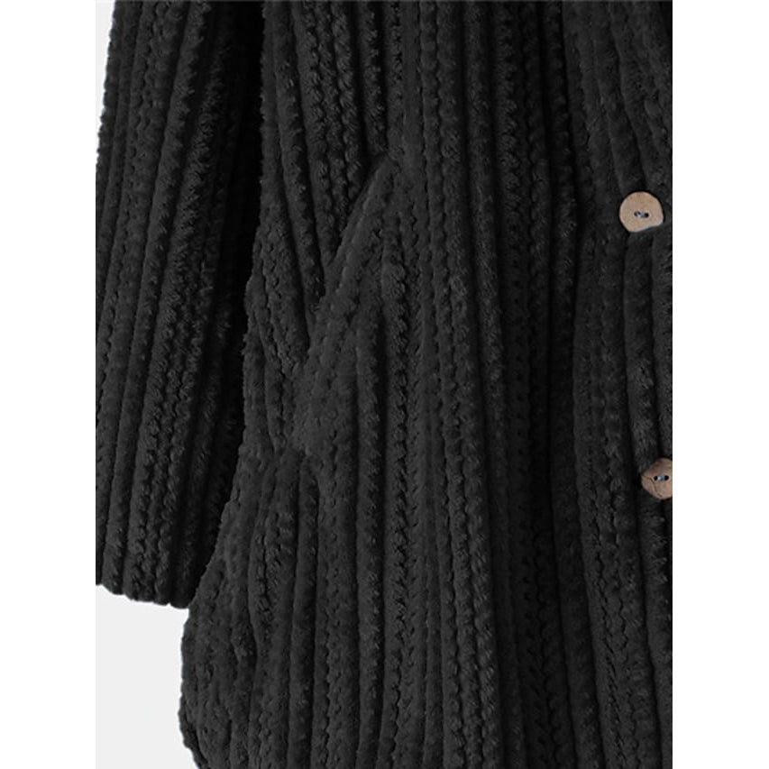 Plus Size Coat Button Pocket