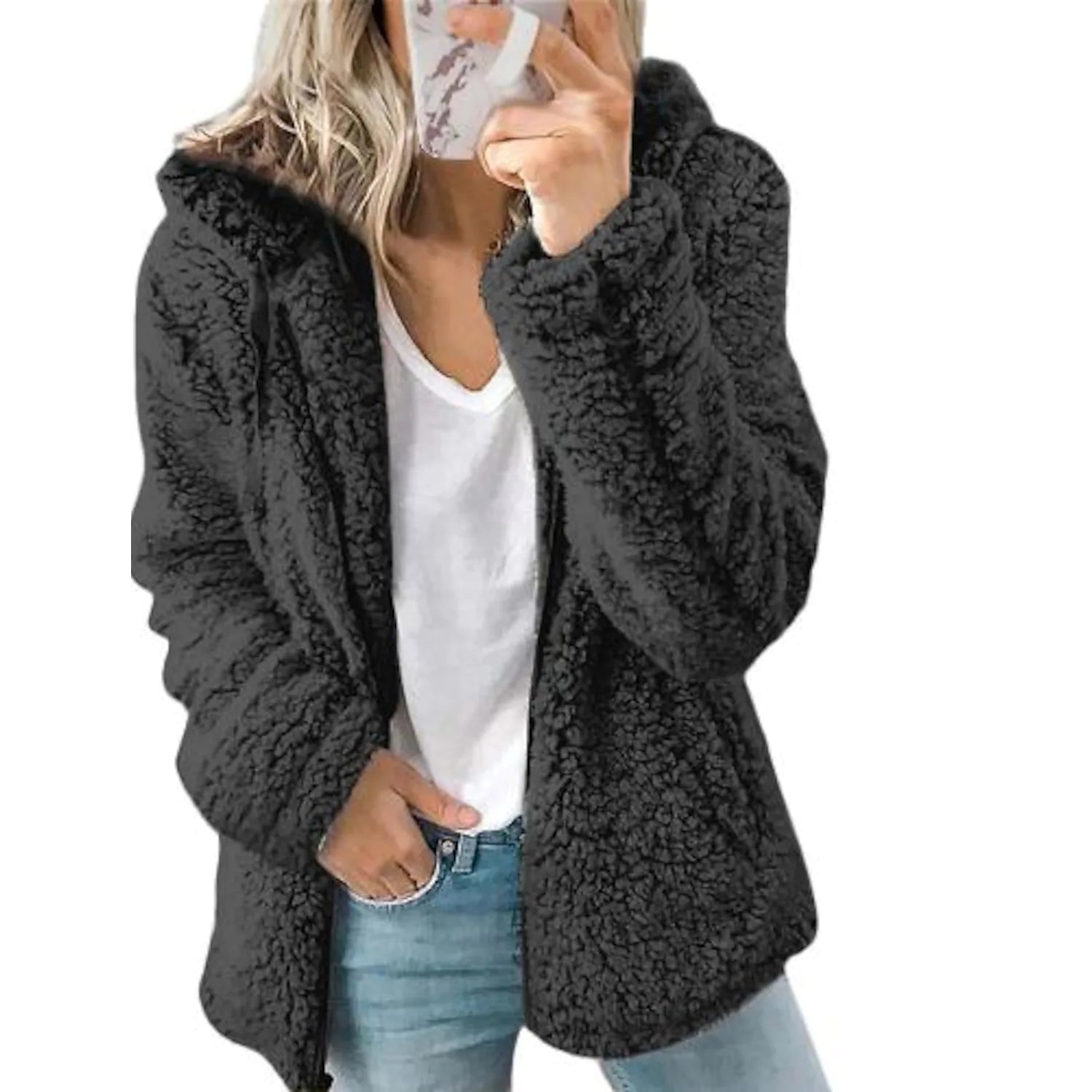 Plus Size Hoodie Coat Long Sleeve