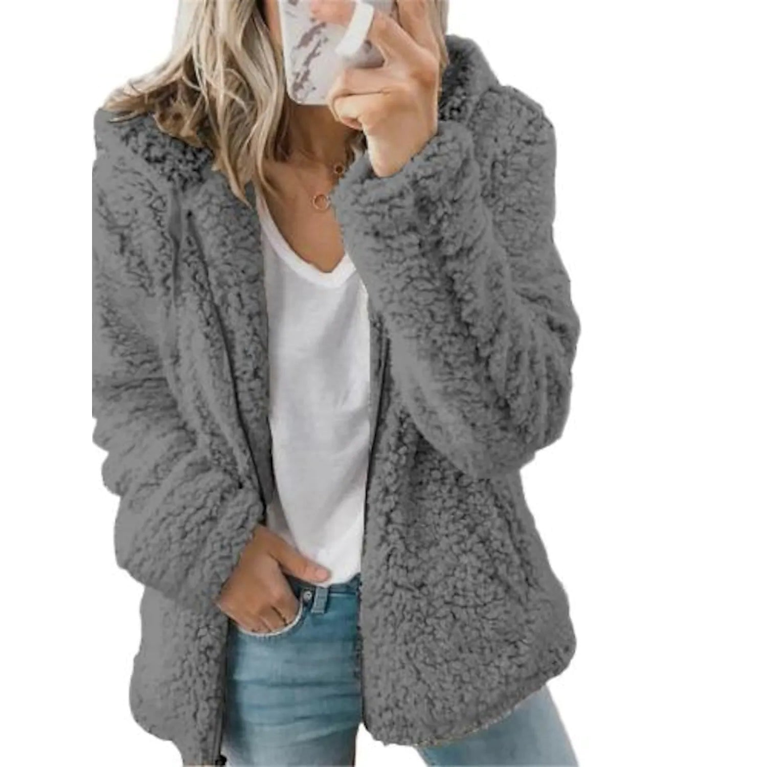 Plus Size Hoodie Coat Long Sleeve