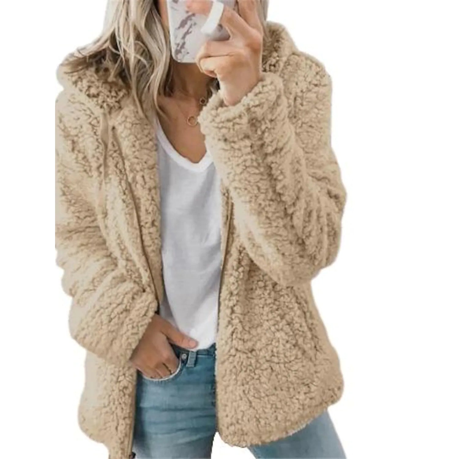Plus Size Hoodie Coat Long Sleeve