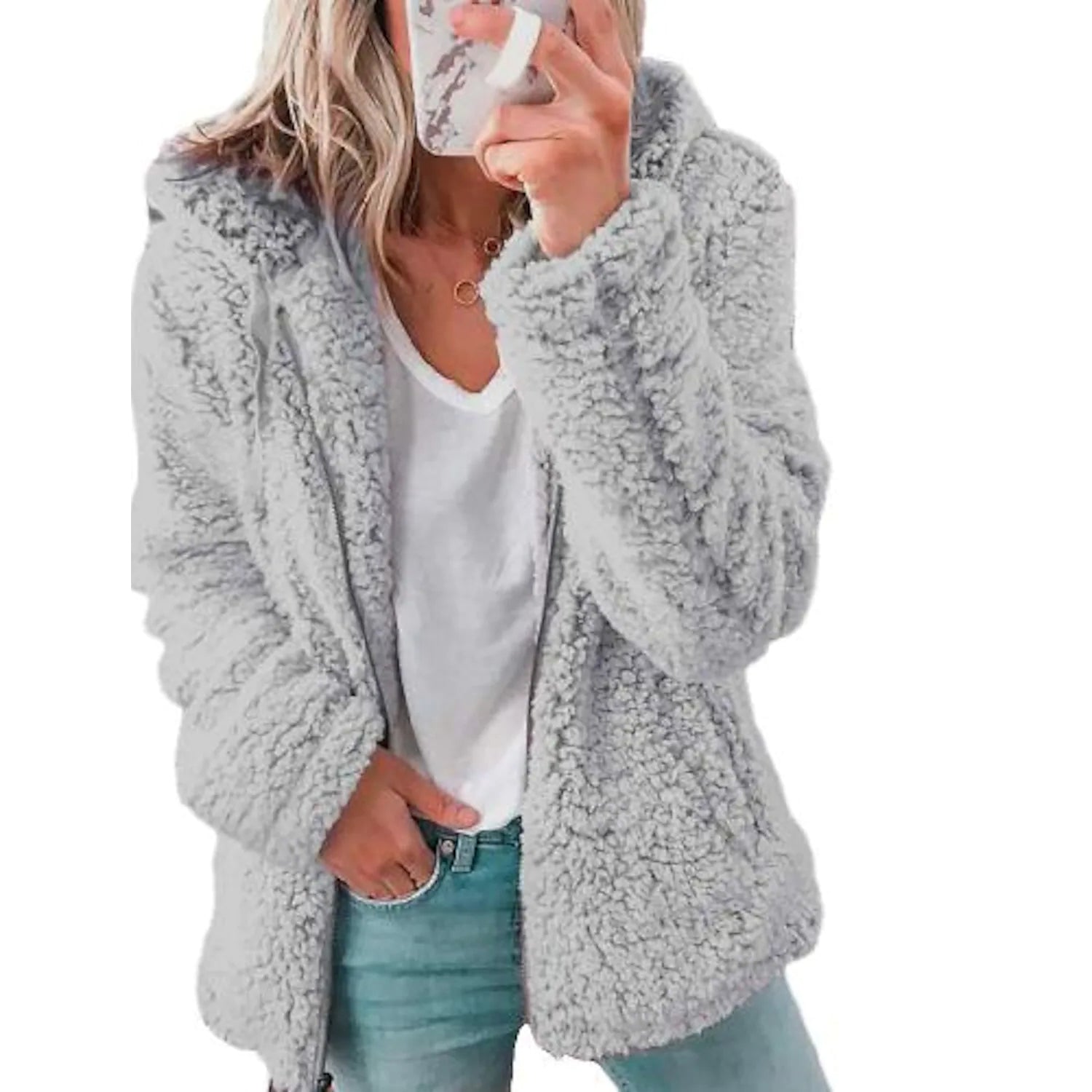 Plus Size Hoodie Coat Long Sleeve